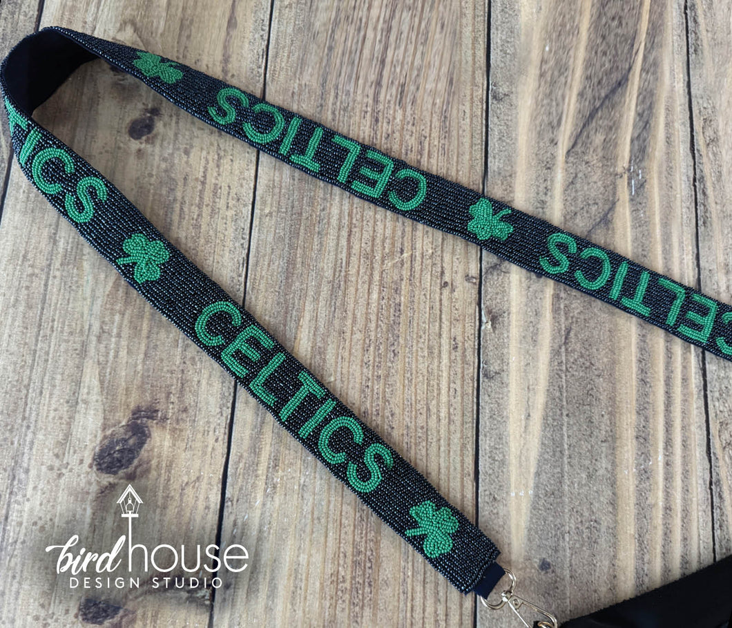 Celtics Hand Beaded Purse Strap - Navy Blue
