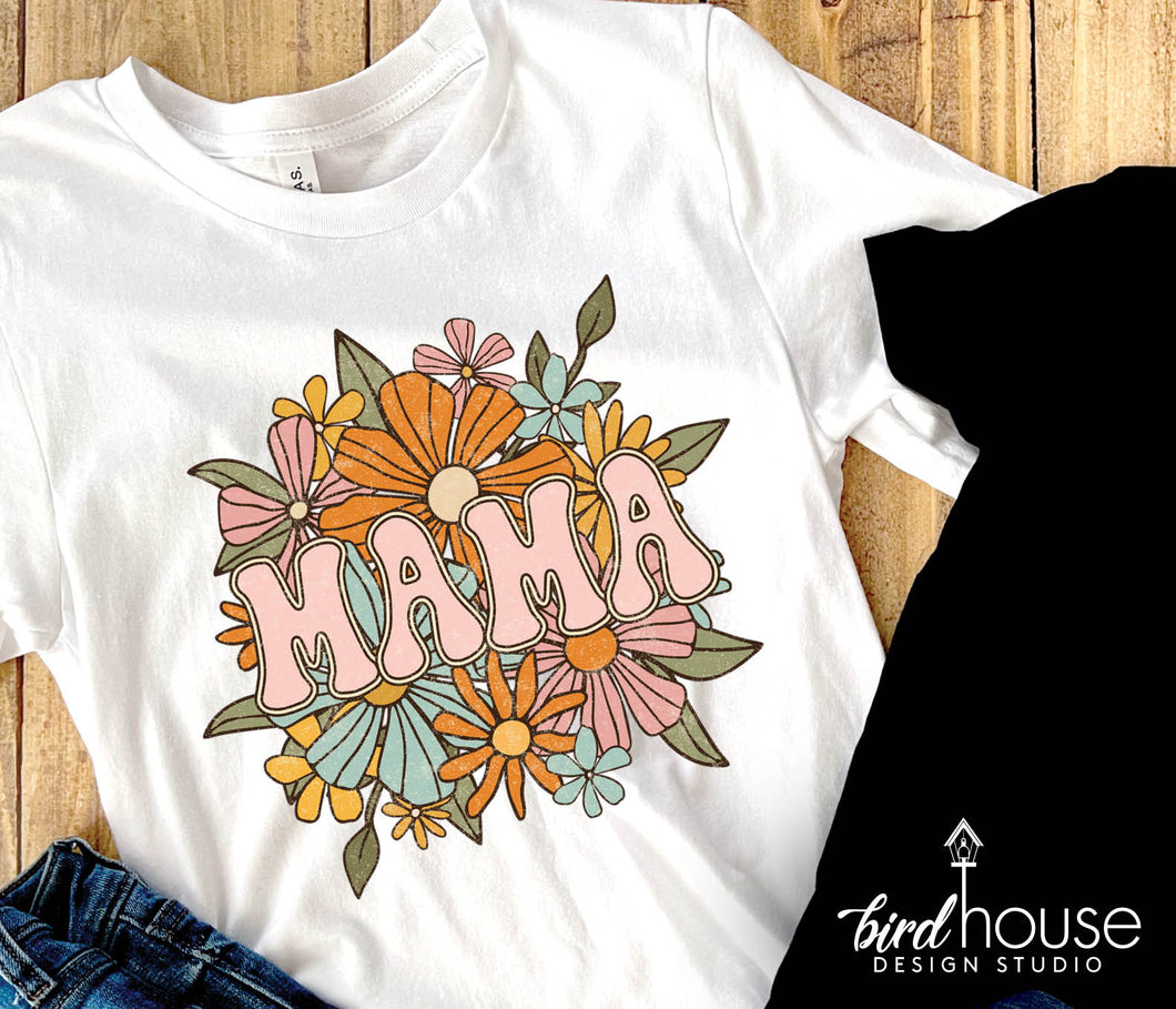 Mama Daisies, Retro Graphic Tee Shirt