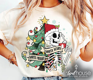 sorta merry sorta scary cute christmas pj graphic tee shirt