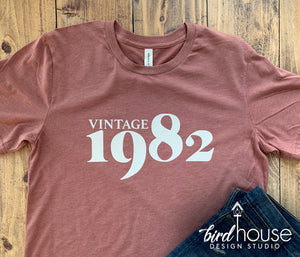 Vintage 1982, Customize with Any Year, Cute Birthday Shirt, 1980, 1990, 2000, 1970