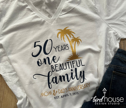 Anniversary Trip Palm Tree Shirt, One Beautiful Family, Any Year Custom, Personalized