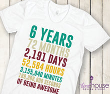 Load image into Gallery viewer, Birthday Shirt, Colorful Counting the Days &amp; Hours of Being Awesome