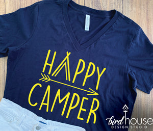 Happy Camper shirt, Cute Vacation Camping Tee, Any Color or Style