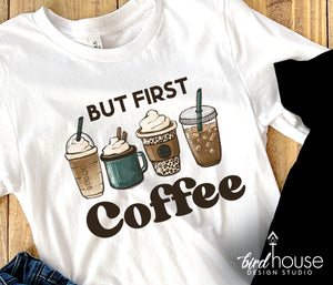 Leopard Print But First Coffee Shirt, Cute Graphic Tee