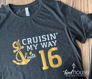 Cruisin' my way into Any Age Shirt, Cute Cruise Birthday Shirts, Cruising Group Family Matching Custom