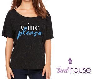 wine please super cute funny off shoulder tee shirt