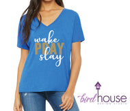 wake pray slay cute shirt for women catholic christian 