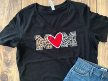 Load image into Gallery viewer, Mom Animal Print Shirt, Cute Gift For Mom, Pick any color for Heart