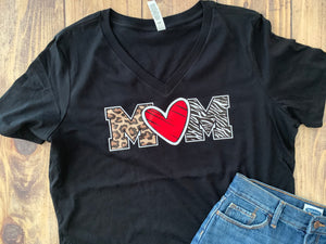 Mom Animal Print Shirt, Cute Gift For Mom, Pick any color for Heart