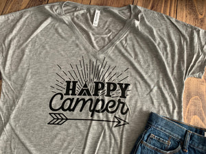 Happy Camper shirt, Cute Vacation Tee, Arrow, Any Color or Style