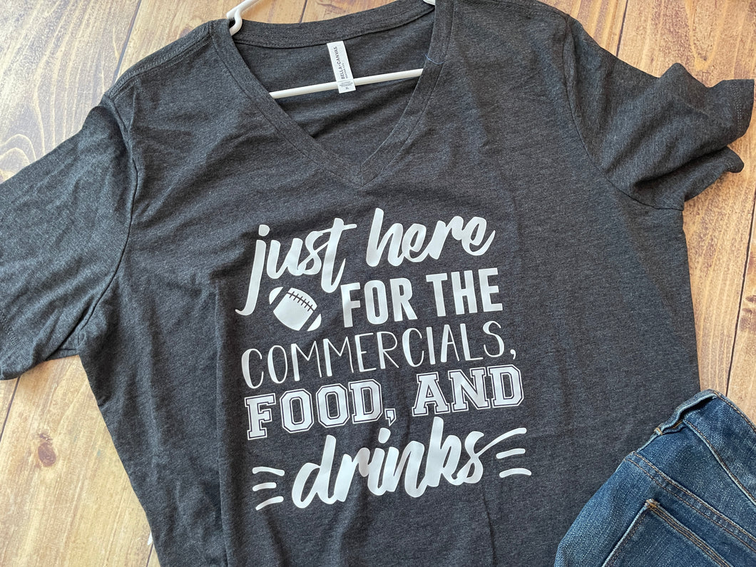Just Here for the Commercials Food & Drinks Shirt - Ready to Ship