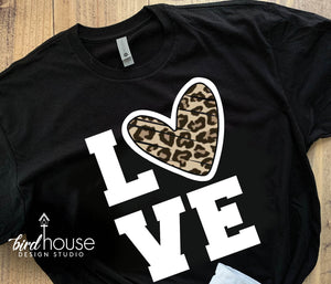 LOVE with Animal Print Heart Shirt, Leopard or Zebra Print, Or any color