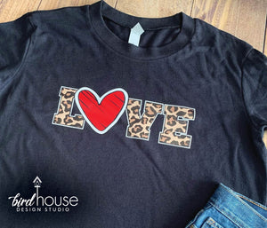 Love, Cute Animal Print Leopard Shirt, Any Color Heart