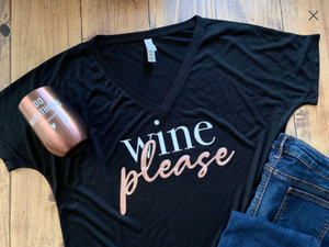 Wine Please, Funny Cute Shirt for moms who need a drink,