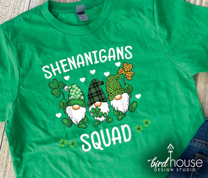 Shenanigans Squad Gnomes Shirt, Cute St. Patricks day Graphic Tee