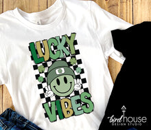 Load image into Gallery viewer, Retro Lucky Vibes Shirt, Cute St. Patricks day Graphic Tee