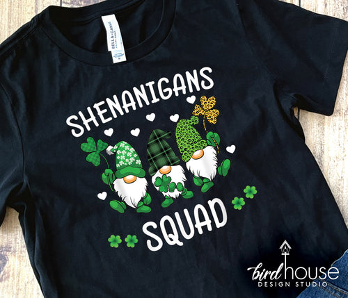 Shenanigans Squad Gnomes Shirt, Cute St. Patricks day Graphic Tee