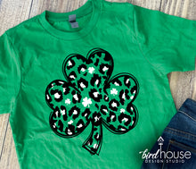 Load image into Gallery viewer, Clover Leopard Print Shirt, Cute St. Patricks day Graphic Tee