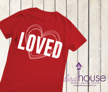 Load image into Gallery viewer, Loved with Hearts, Cute Valentines Day Shirt, Pick an ColorS, Matte or Glitter, Personalized