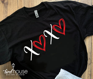 XOXO Heart, Cute shirts for Valentines Day School Dress Down, Glitter matte