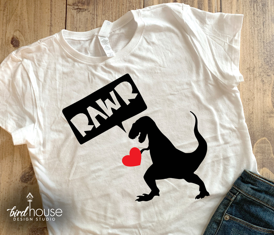 Rawr Dinosaur with Heart, Cute Valentine's Day Shirt, School Dress Down Days