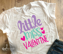 Load image into Gallery viewer, Little Miss Valentine, Custom XOXO Heart, Cute shirts for Valentines Day School Dress Down