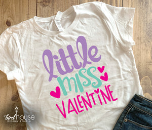 Little Miss Valentine, Custom XOXO Heart, Cute shirts for Valentines Day School Dress Down