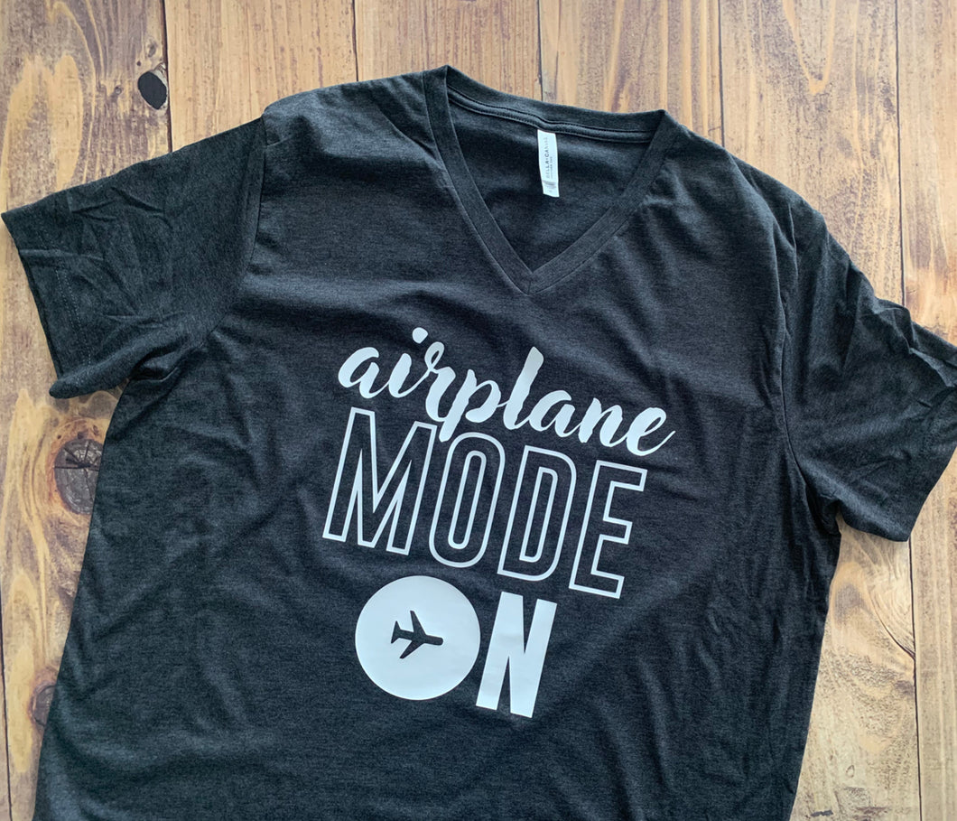 Airplane Mode On, Vacation Shirt, Cute Shirt, Personalized, Any Color, Customize, Gift