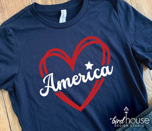 Love the USA, America Shirt, Cute July 4th Graphic Tees
