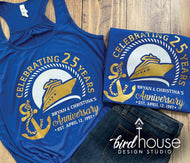 Anniversary Cruise Family Group Shirt Custom Tank Top Ship Fun Crew Celebrate Any Year Personalized, custom matching family shirts, friends graphic tees, cruise life, celebrating love, cruising, birthday cruise tees, celebrate any year