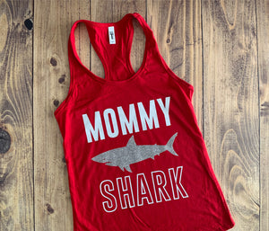 Family Shark Birthday Party Shirt Mom