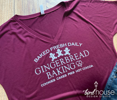 Gingerbread Baking Co. Bake Shop Shirt, Cute Christmas Sweets, Hot Cocoa, Cookies Tee, Cakes