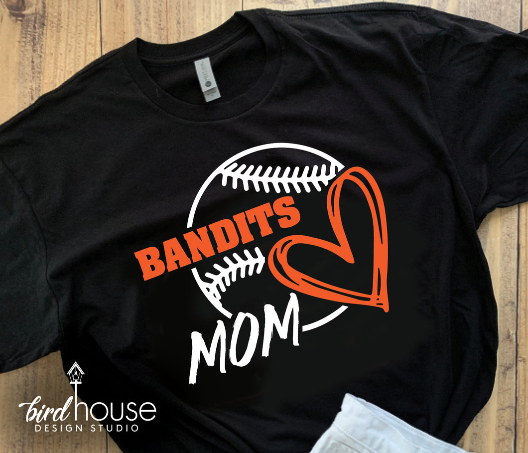 Baseball Mom Shirt, Any Team Name and Colors, Personalized