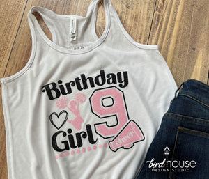 Birthday Girl Cheerleader Shirt, Custom Any Colors Cheer Tee