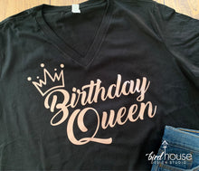 Load image into Gallery viewer, Birthday Queen Crown Shirt, Cute Shirt to Celebrate Rose Gold