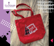 Merry Joyful Blessed Buffalo Plaid Red Canvas Bag