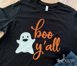 Boo Y'all Ghost Halloween Funny Shirt yall Glitter
