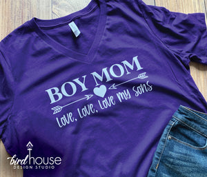 Boy Mom, Love my Sons boys, Grandma Grandmom Shirt, Personalized Any Name, Any Color