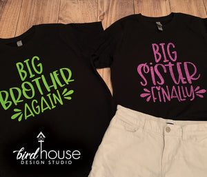 Big Brother Again Finally, Cute Pregnancy Announcement Shirt, Custom Any Text or Color