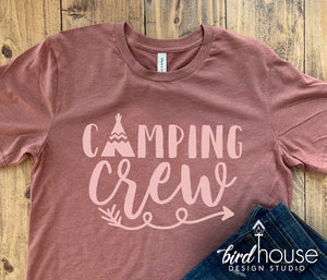 Camping Crew Shirt, Cute Vacation Camper RV Tee, Any Color or Style