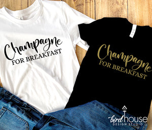 champagne for breakfast shirt cute brunch graphic tee for girls