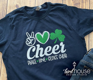 Peace Love Cheer, Custom Cheerleerding Shirt, Cheer Graphic tees,Any Color, Any School Team or Mascot