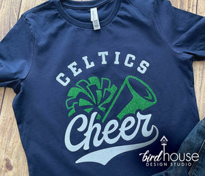 Cute Cheer Custom Cheerleerding Shirt, Cheer Graphic tees,Any Color, Any School Team or Mascot