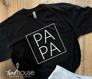 PAPA Square, Cute Shirt For DADA, Any Color, Gift for Fathers Day