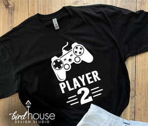 Player 1 or 2 Gamer Shirt, Switch, Xbox, Any Control, Cute Fathers Day Gift