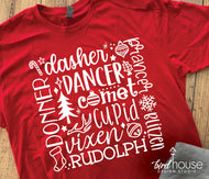 dancer prancer reindeer christmas shirt, comet vixen cute pajamas pjs top