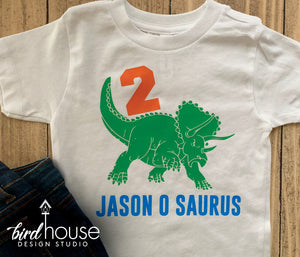 Cute Dino Birthday Shirt, tryceratops, custom shirts