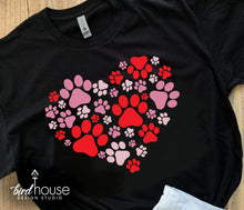 Load image into Gallery viewer, Dog Paw Love Valentines Day Shirt, cute graphic tee