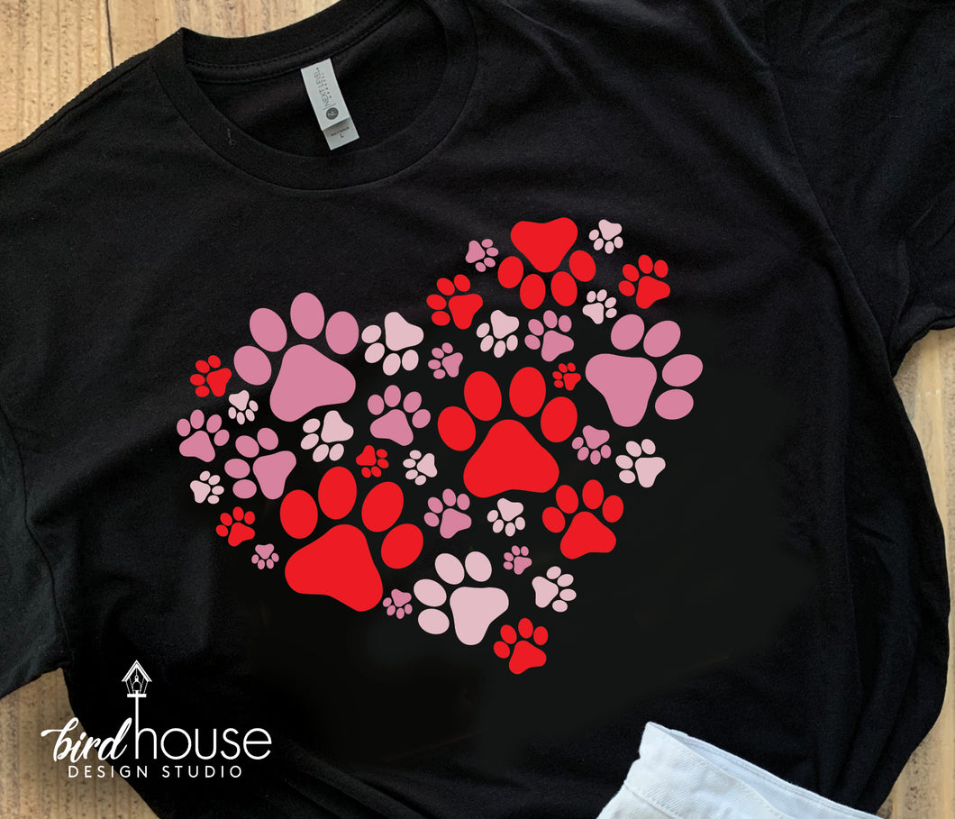 Dog Paw Love Valentines Day Shirt, cute graphic tee