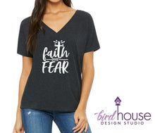 Load image into Gallery viewer, Faith over Fear, Cute Religious Shirt, Christian Catholic prayer